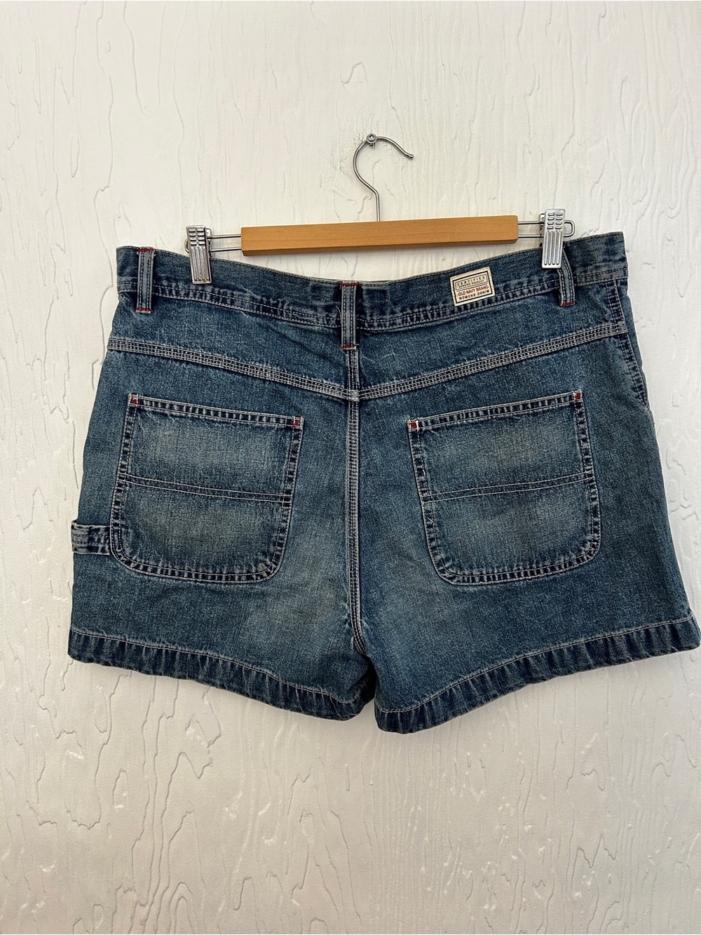 VINTAGE Y2K Old Navy Jean Carpenter Shorts Size 12/14 Blue Denim Casual Utility